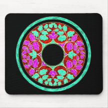 O Victorian roxo e verde deixa o ornamento Mouse Pads