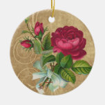 O vintage elegante aumentou, magenta/Brown Enfeite De Natal