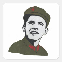 Obama como o design de Che Guevara Adesivo Em Forma Quadrada