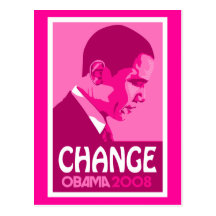 Obama - mude o cartão cor-de-rosa escuro cartões postais