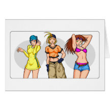 Objectivas triplas da menina do Anime Cartão