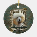 Obrigado - as patas de pedra - caniche - abricó ornamento para arvores de natal