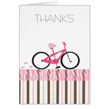 Obrigado cor-de-rosa da bicicleta você cartao