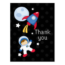 Obrigado do astronauta do outerspace do divertimen cartoes postais