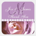 Obrigado do favor do casamento do rosa do roxo voc adesivos