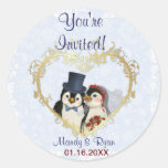Obrigado do selo do casamento do pinguim você adesivos em formato redondos