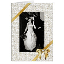 Obrigado elegante da foto do casamento do marfim & cartao