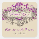 Obrigado floral do casamento do vintage cinzento r adesivos