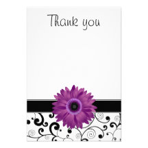 Obrigado liso do rolo roxo do preto da margarida d convites personalizado