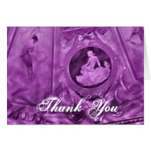 obrigado roxo do cameo do vintage cartoes