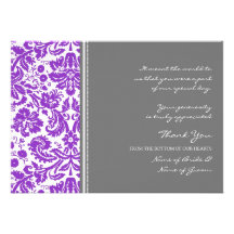 Obrigado Wedding você carda o damasco cinzento rox Convites Personalizados