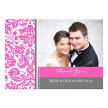 Obrigado Wedding você cinzas cor-de-rosa dos cartõ Convites Personalizado