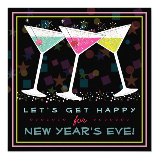 Obtenha feliz no cocktail brilhante da véspera de  convites