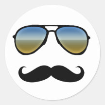 Óculos de sol retros engraçados com Moustache Adesivo Em Formato Redondo