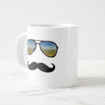Óculos de sol retros engraçados com Moustache Canecas De Café Muito Grande