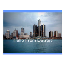 Olá! cartão de Detroit, Michigan Cartões Postais