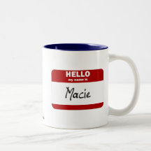 Olá! meu nome é Macie (vermelho) Canecas