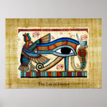 OLHO DE HORUS na arte do egípcio do PAPIRO Poster