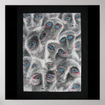Olhos azuis.  30cm x 42cm 2000 pastel no papel 38 impressão