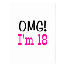 OMG eu sou 18 (o rosa) Cartoes Postais