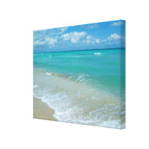 Ondas azuis brilhantes da praia do Aqua Impressão Em Tela Canvas