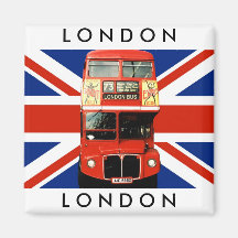Ônibus da imã de geladeira W. Londres e bandeira b