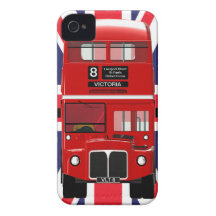 Ônibus de Londres do vintage e Union Jack #2 iPhone 4 Capas