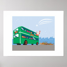 Ônibus do autocarro de dois andares de Papai Noel Impressão