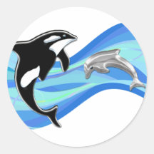 Orca e golfinho nas ondas adesivos