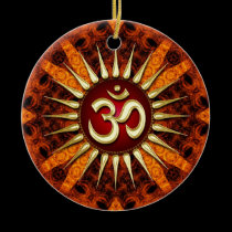 Ornamento cerâmico energia orgânica dourada de OM  ornamentos