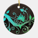 Ornamento floral do verde azul
