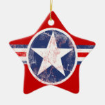 Ornamento vermelho, branco e azul da estrela da ba