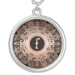 Ornate Copper & Black Custom Initial Necklace