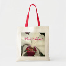 Orquídea branca a "melhor mamã " da framboesa bolsa para compras