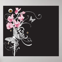 Orquídeas e poster das borboletas