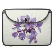 Orquídeas roxas com orvalho bolsas para MacBook
