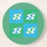 Os desenhos animados verdes & azuis bonitos acobar porta copos para bebidas