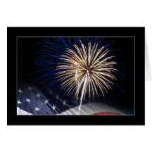 Os EUA embandeiram e fogos-de-artifício Cartoes