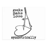 Os geeks fazem o amor simetricamente cartão postal