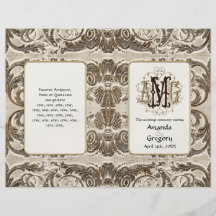 Ouro Antiqued elegante barroco, programa Wedding Panfleto Personalizado