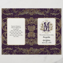 Ouro Antiqued elegante barroco, programa Wedding Panfletos Coloridos