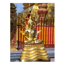 Ouro Buddha de Wat Phrathat Doi Suthep Cartoes Postais