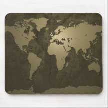 Ouro do mapa do mundo mouse pad