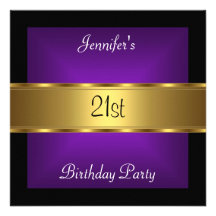 Ouro do roxo do partido de aniversário de 21 anos convites