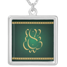Ouro Ganesha verde - colar