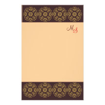 Ouro Monogrammed dos artigos de papelaria em Brown