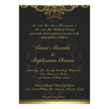 ouro Wedding do convite 5 x 7 e damasco preto