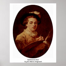 Oval do Auto-Retrato por Jean-Honore Fragonard Poster
