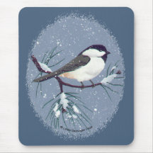 Oval do Chickadee Mouse Pad