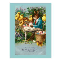 Ovos da páscoa da pintura do coelho cartões postais